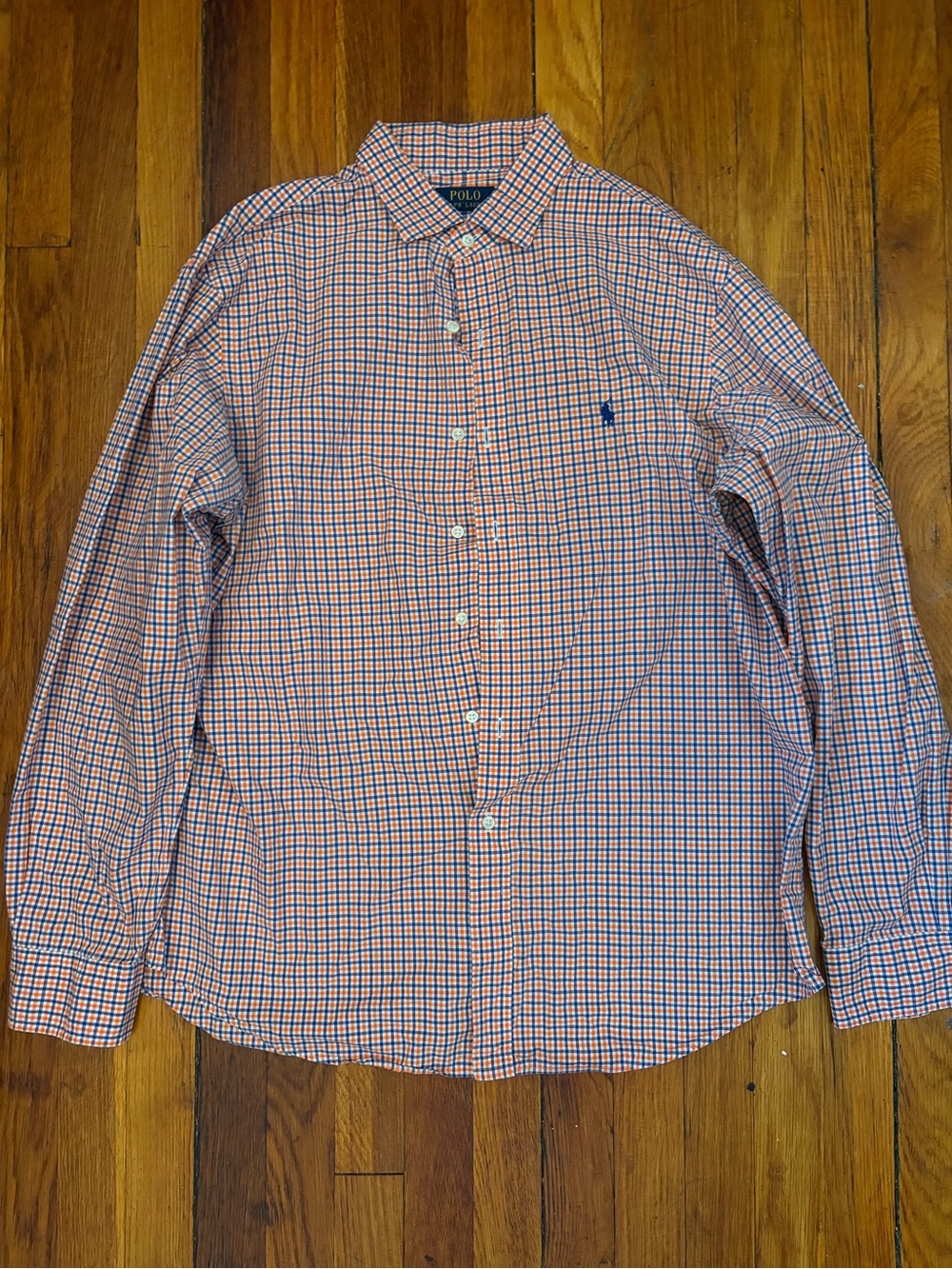 Ralph Lauren Orange & Blue Micro-Check Button-Up Shirt